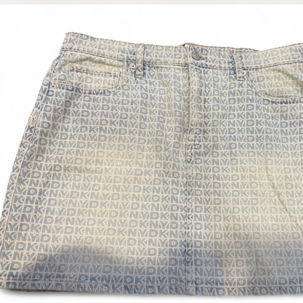 DKNY Blue and White Denim Skirt